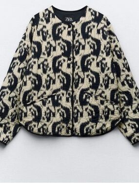 Zara Black & Cream Patterned Jacket. NWOT